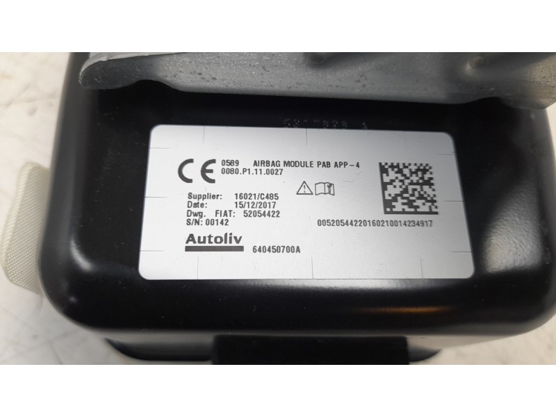 Recambio de airbag delantero derecho para fiat nuova 500 (150) 1.2 cat referencia OEM IAM 52054422 A36402409 