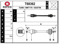 TRANSMISION TRASERA DERECHA 33207609352 B1187