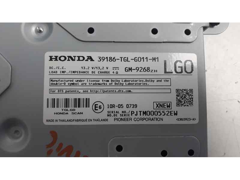 Recambio de sistema audio / radio cd para honda civic lim.4 (fc) 1.5 vtec cat referencia OEM IAM 39186TGL  
