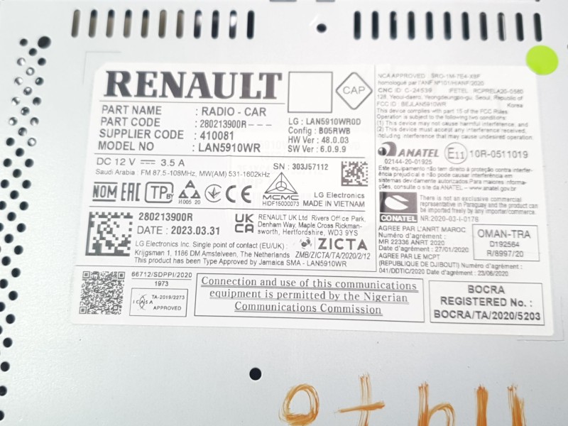 Recambio de sistema audio / radio cd para dacia sandero iii stepway expression referencia OEM IAM 280213900R  