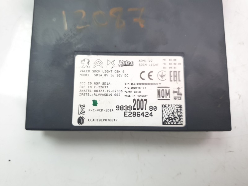 Recambio de modulo electronico para opel corsa f (p2jo) corsa-e (68) referencia OEM IAM 9839200780  