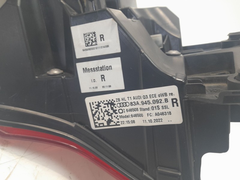 Recambio de piloto trasero derecho para audi q3 sportback (f3n) 35 tdi referencia OEM IAM 83A945092B  