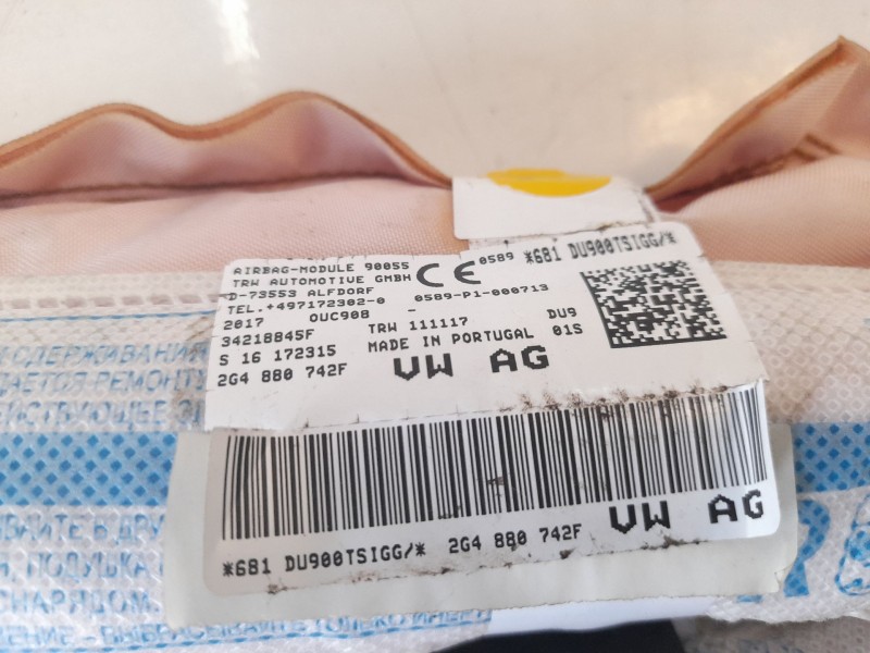 Recambio de airbag cortina delantero derecho para volkswagen polo edition referencia OEM IAM 2G4880742F  