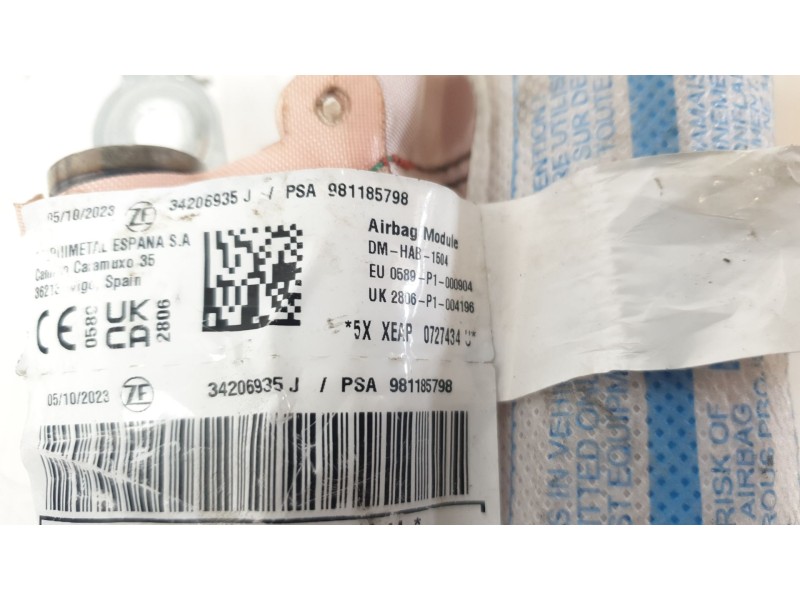 Recambio de airbag cortina delantero derecho para citroën c3 feel pack referencia OEM IAM 9811857980  