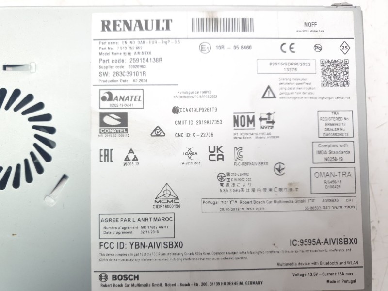Recambio de sistema navegacion gps para renault captur ii techno referencia OEM IAM 280342895R  