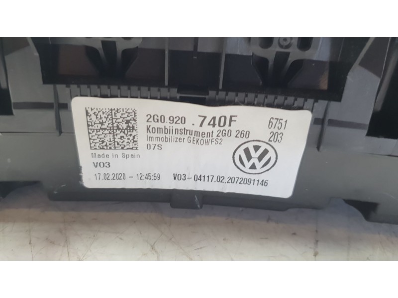 Recambio de cuadro instrumentos para volkswagen polo advance referencia OEM IAM 2G0920740F  