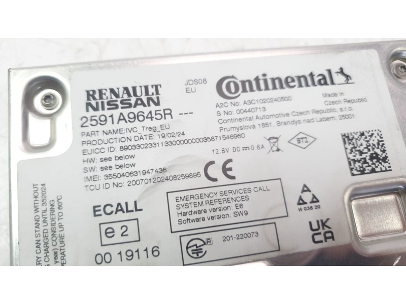 Recambio de modulo electronico para renault captur ii techno referencia OEM IAM 2591A9645R  