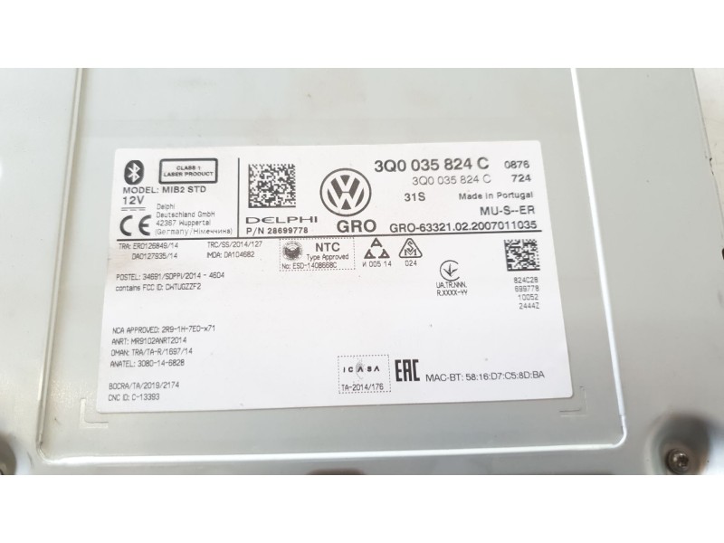 Recambio de sistema audio / radio cd para volkswagen polo advance referencia OEM IAM 3Q0035824C  
