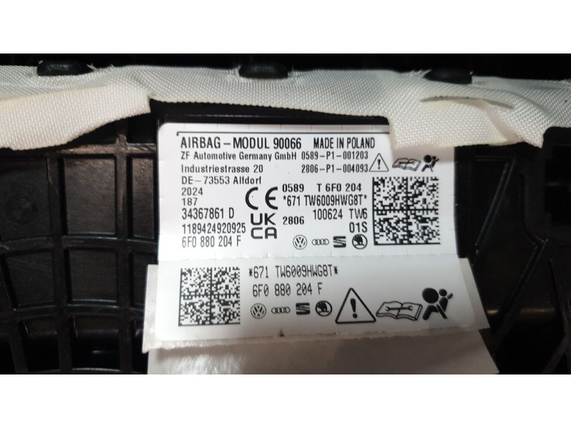 Recambio de kit airbag para seat ibiza v (kj1, kjg) 1.0 tsi referencia OEM IAM 6F1857005H  