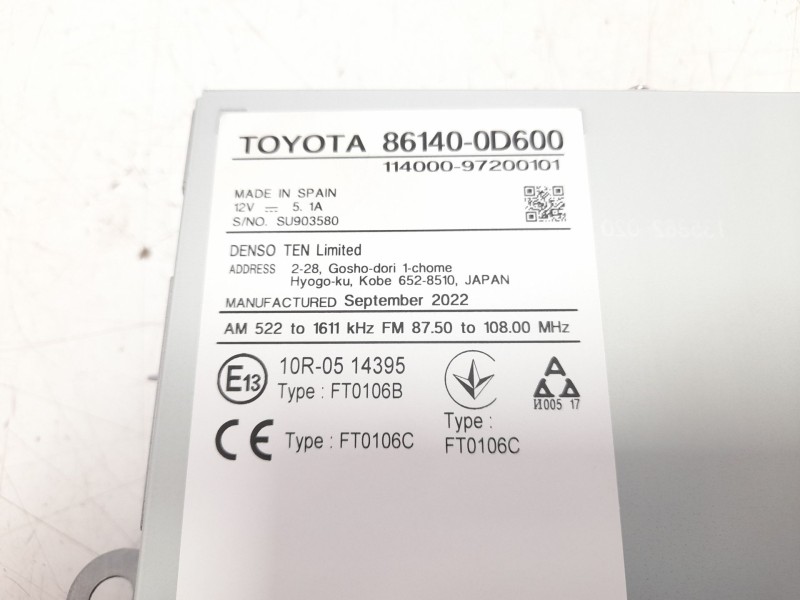 Recambio de sistema navegacion gps para toyota yaris cross hybrid fwd style referencia OEM IAM 861400D600  