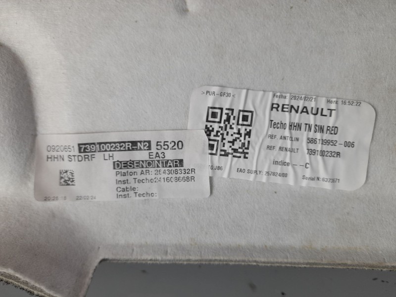 Recambio de techo interior para renault austral techno referencia OEM IAM 739100232R  
