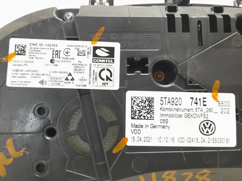 Recambio de cuadro instrumentos para volkswagen touran (5t1) edition bmt referencia OEM IAM 5TA920741E  