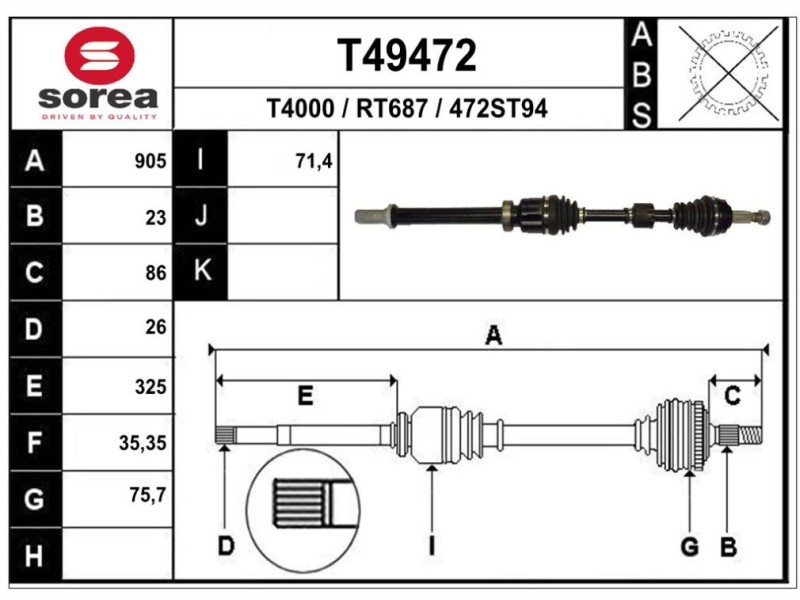 Recambio de transmision delantera derecha para renault clio v intens referencia OEM IAM 391000823R  T49472