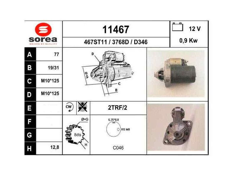 Recambio de motor arranque para hyundai accent (lc) gt referencia OEM IAM 3610021740 M11106 HY9002