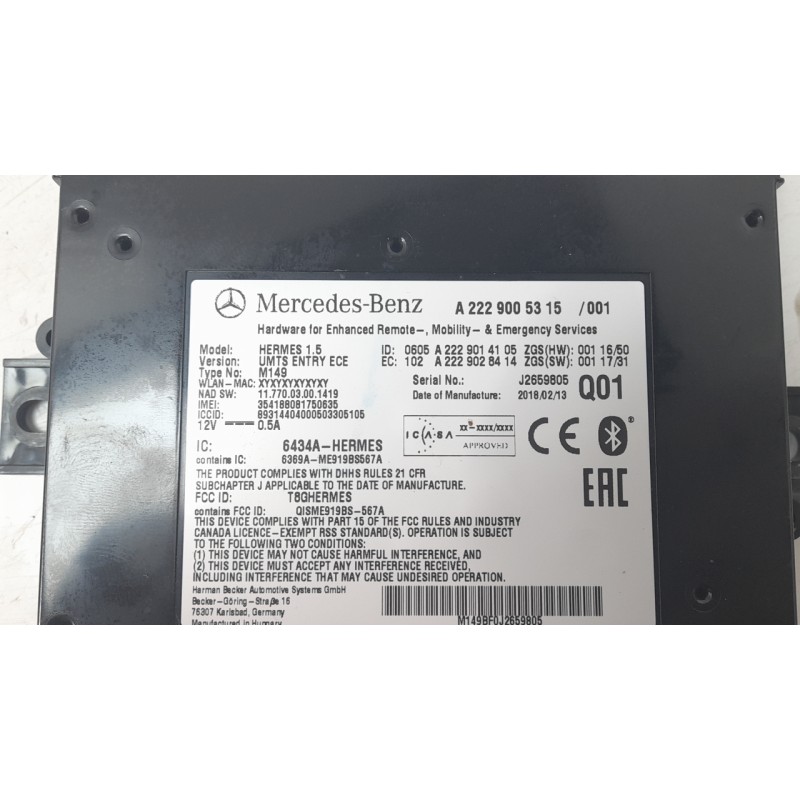 Recambio de modulo electronico para mercedes-benz clase cla (w117) cla 200 cdi (117.308) referencia OEM IAM A2229005315  