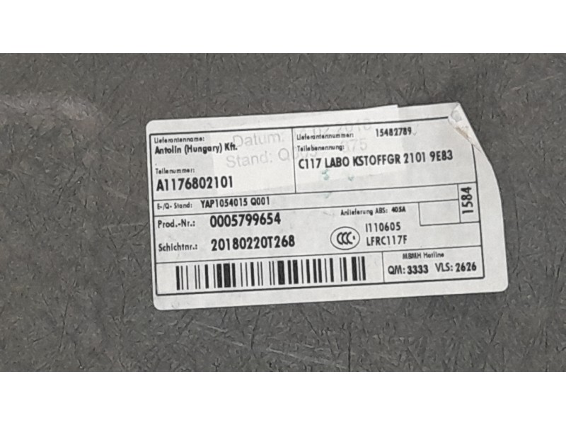 Recambio de bandeja trasera para mercedes-benz clase cla (w117) cla 200 cdi (117.308) referencia OEM IAM A1176802101  