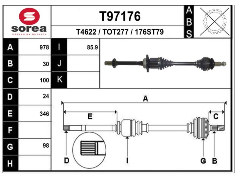 Recambio de transmision delantera derecha para toyota rav 4 v (_a5_, _h5_) 2.5 hybrid (axah52) referencia OEM IAM DA76R275307  
