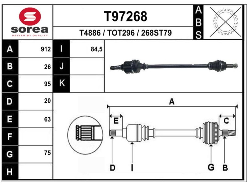 Recambio de transmision delantera derecha para toyota yaris hybrid active referencia OEM IAM 434100D660  T97268