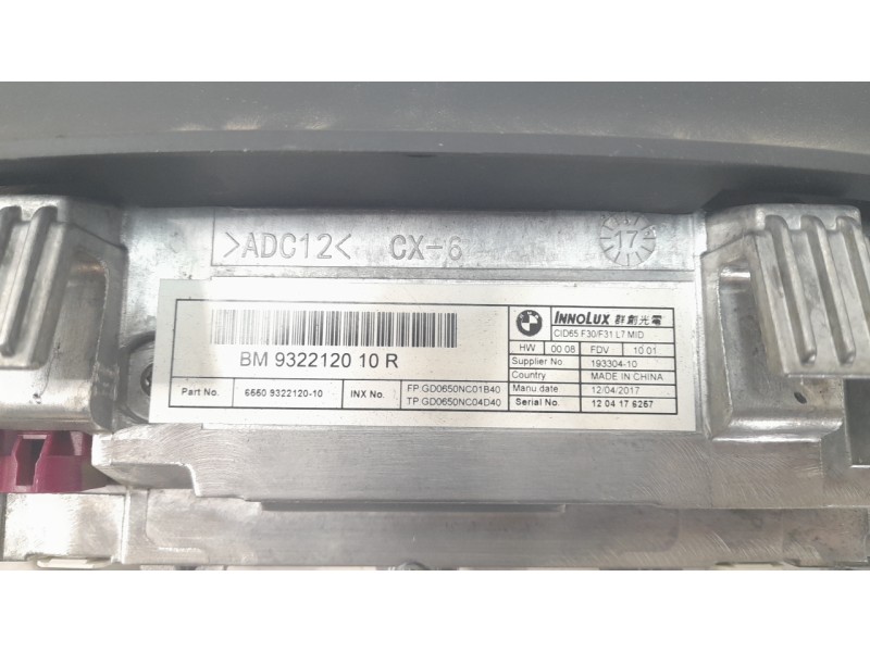 Recambio de pantalla multifuncion para bmw serie 3 lim. (f30) 318d referencia OEM IAM 932212010  