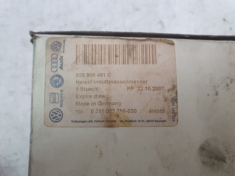 Recambio de caudalimetro para audi a3 (8l1) 1.8 referencia OEM IAM 038906461C 0281002757 