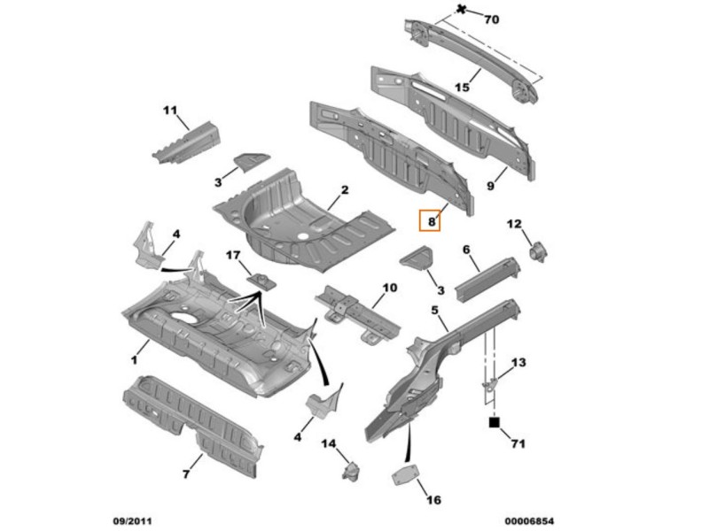 Recambio de panel trasero para citroën c4 i (lc_) 1.4 16v referencia OEM IAM 7243T0  
