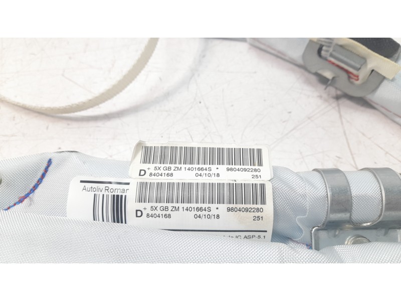 Recambio de airbag cortina delantero derecho para peugeot 2008 i (cu_) 1.2 thp 110 / puretech 110 referencia OEM IAM 9804092280 