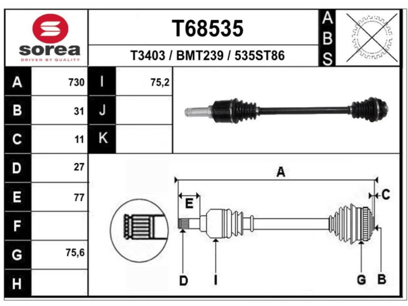 Recambio de transmision trasera izquierda para bmw x2 (f39) xdrive 20i referencia OEM IAM 33207646867 764686707 T68535