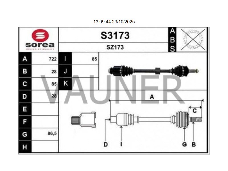Recambio de transmision delantera derecha para suzuki vitara (ly) 1.6 (apk 416) referencia OEM IAM 4410161MC0 S3173 T68548