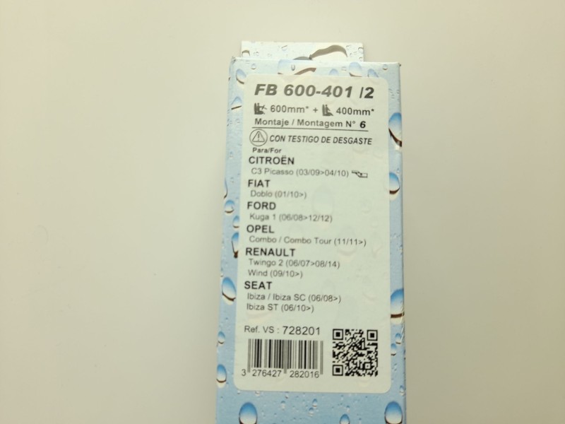 Recambio de escobilla limpia para seat ibiza iv (6j5, 6p1) 1.4 tdi referencia OEM IAM 6J1955426A 826FB6004012 