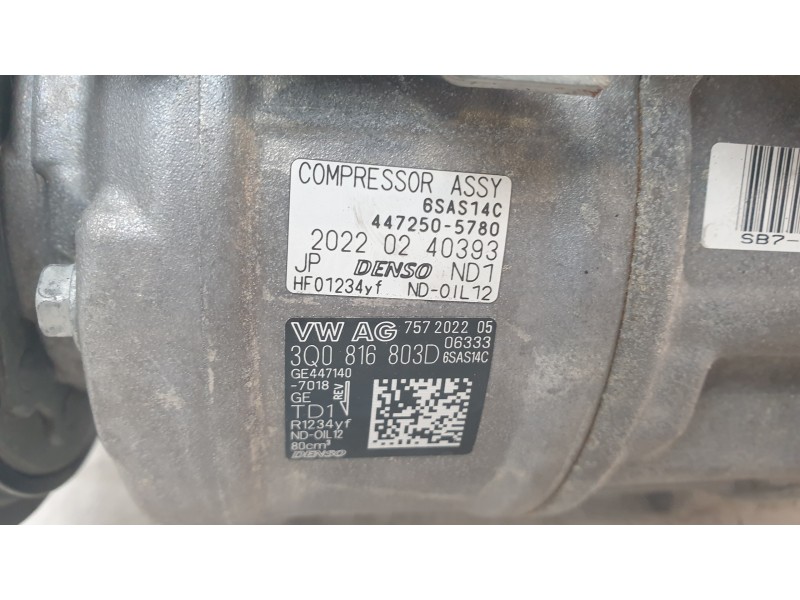 Recambio de compresor aire acondicionado para volkswagen golf viii variant (cg5, db5) 2.0 tdi referencia OEM IAM 3Q0816803D  320