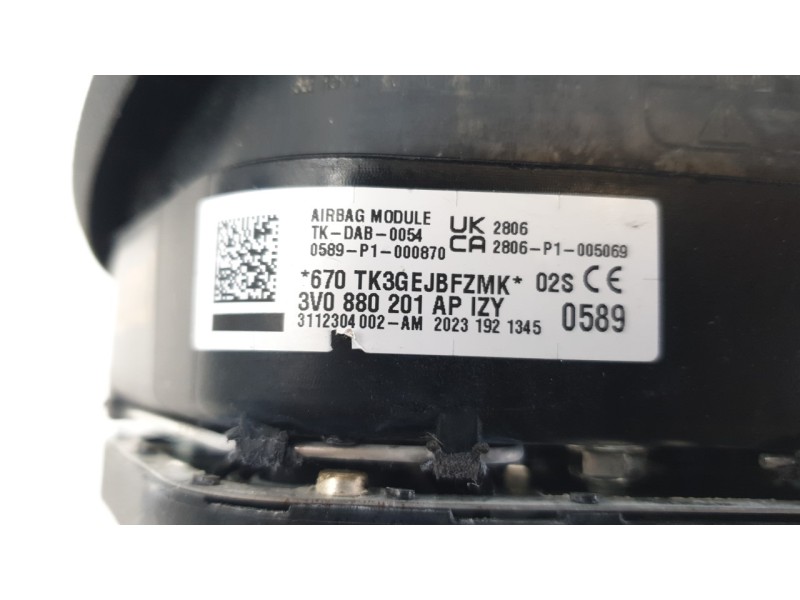 Recambio de airbag delantero izquierdo para skoda kamiq (nw4) 1.5 tsi referencia OEM IAM 3V0880201AP  