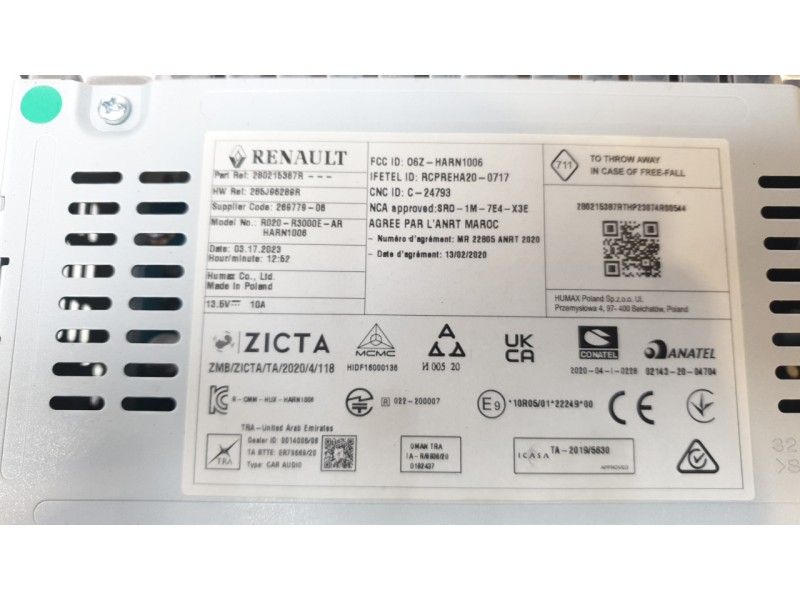 Recambio de sistema audio / radio cd para nissan townstar furgoneta/monovolumen (xfk) 1.3 referencia OEM IAM 2801001Q1D  