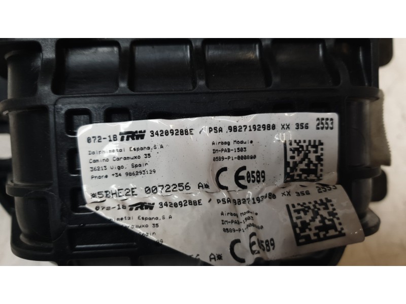 Recambio de airbag delantero derecho para opel crossland x / crossland (p17, p2qo) 1.2 (75) referencia OEM IAM 9827192980  