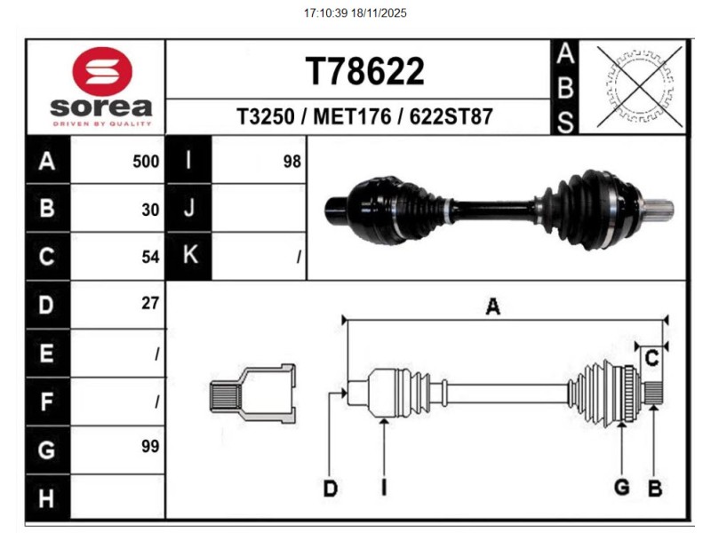 Recambio de transmision delantera derecha para mercedes-benz clase gla (w156) gla 220 cdi 4m / d 4m (156.905) referencia OEM IAM