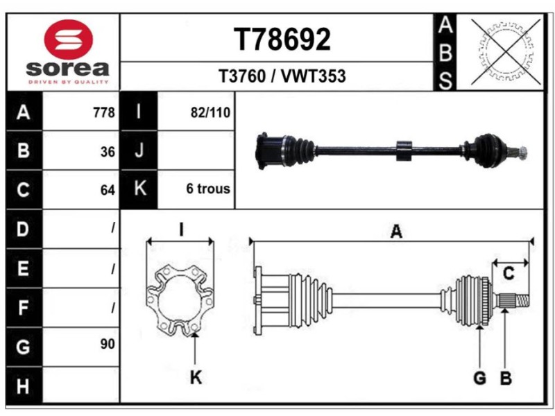 Recambio de transmision delantera derecha para volkswagen taigo taigo referencia OEM IAM 2Q0407272CB  T78692