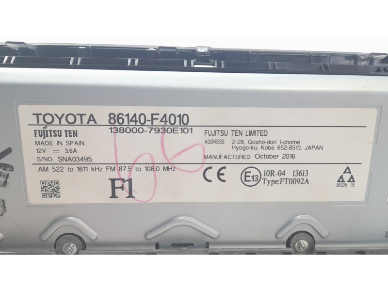 Recambio de pantalla multifuncion para toyota c-hr (_x1_) 1.8 hybrid (zyx10_, zyx11_) referencia OEM IAM 86140F4020  