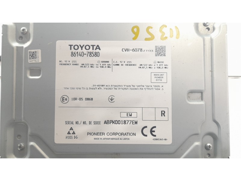 Recambio de sistema audio / radio cd para lexus nx 2.5 16v cat (híbrido) referencia OEM IAM 8614078580  