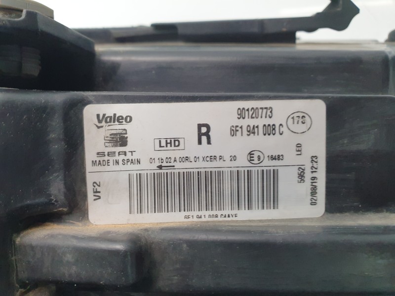 Recambio de faro derecho para seat ibiza v (kj1, kjg) 1.0 tsi referencia OEM IAM 6F1941007C  
