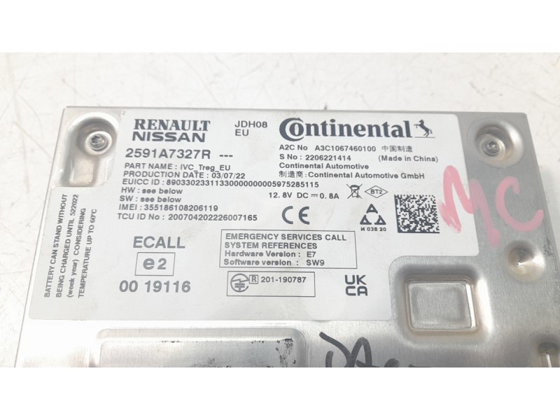 Recambio de sistema navegacion gps para dacia spring electric business referencia OEM IAM 2591A7327R  