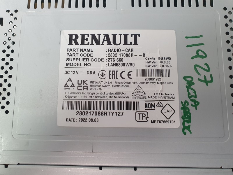 Recambio de sistema audio / radio cd para dacia spring electric business referencia OEM IAM 280217088R  