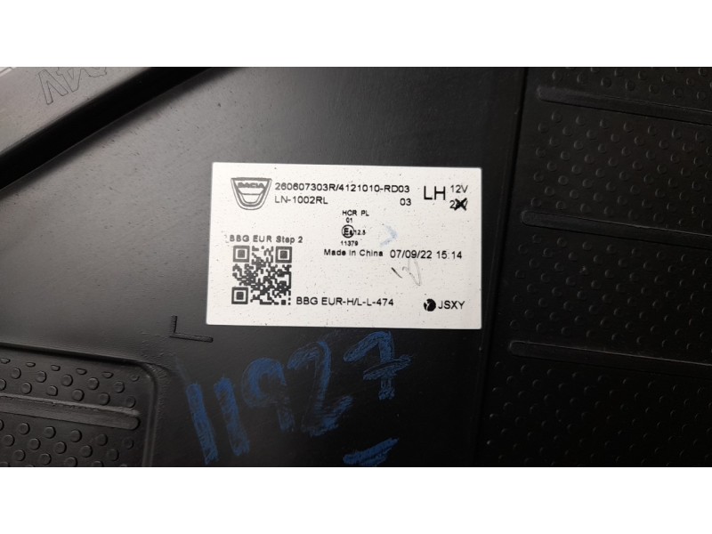 Recambio de faro izquierdo para dacia spring electric business referencia OEM IAM 260607303R  