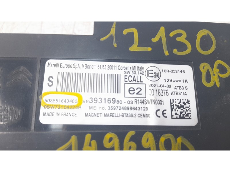 Recambio de modulo bluetooth para opel combo e tour / life (k9) 1.5 referencia OEM IAM 9839316980  