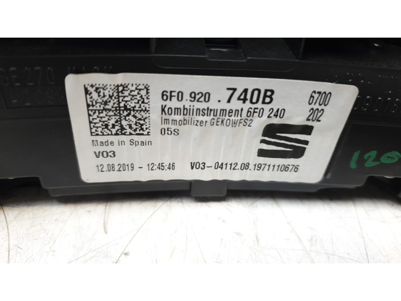 Recambio de cuadro instrumentos para seat ibiza v (kj1, kjg) 1.0 tsi referencia OEM IAM 6F0920740B  