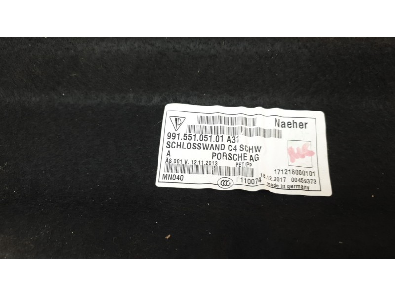 Recambio de alfombra maletero para porsche 911 (typ 991) carrera 4s referencia OEM IAM 99155105101  