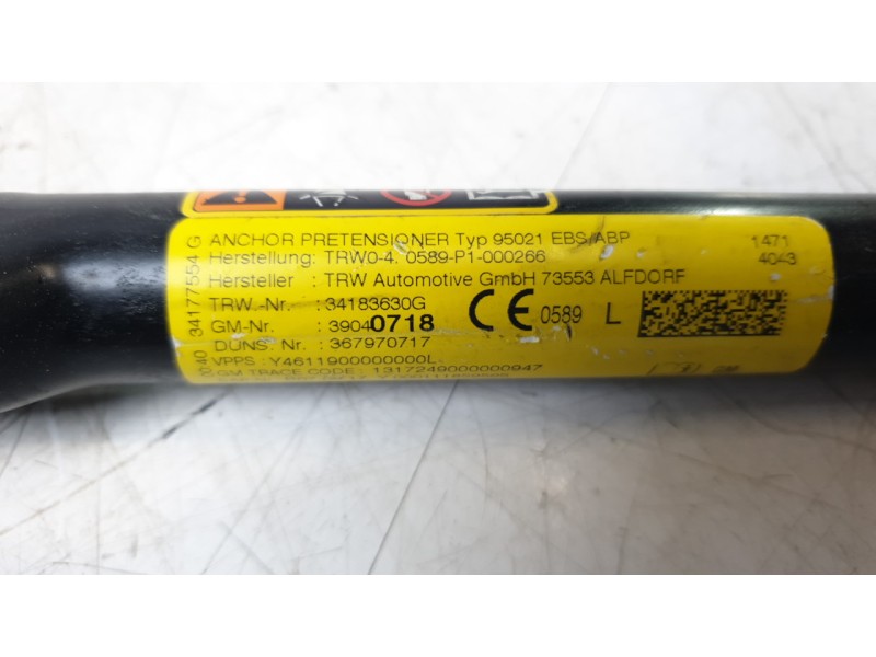 Recambio de cinturon seguridad delantero izquierdo para opel astra k lim. 5türig selective start/stop referencia OEM IAM 3428190