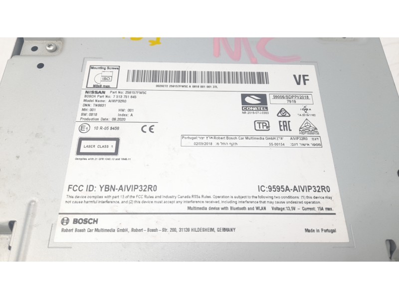 Recambio de sistema navegacion gps para nissan qashqai ii (j11, j11_) 1.3 dig-t referencia OEM IAM 25915HV02A  