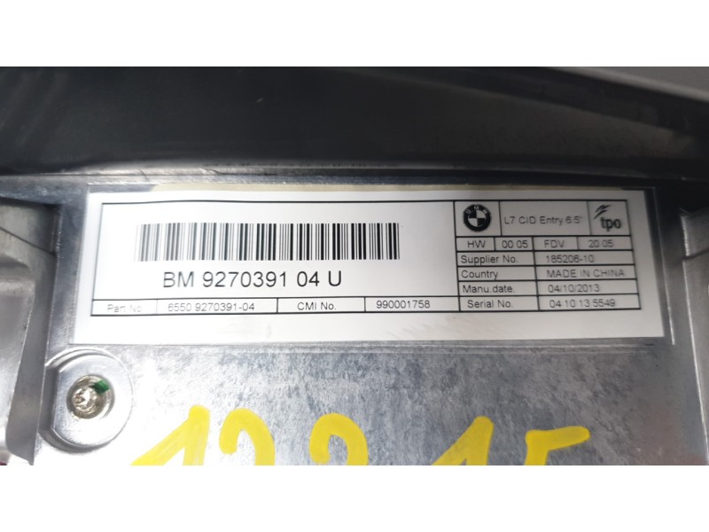 Recambio de pantalla multifuncion para bmw 1 (f20) 118 d referencia OEM IAM 65129335344  