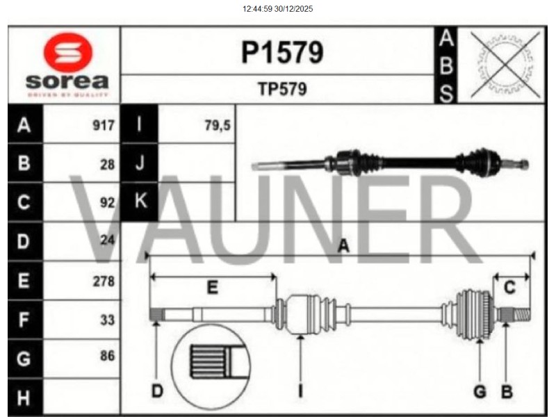 Recambio de transmision delantera derecha para peugeot rifter 1.5 bluehdi 100 referencia OEM IAM 9810710780  P1579 , T39248