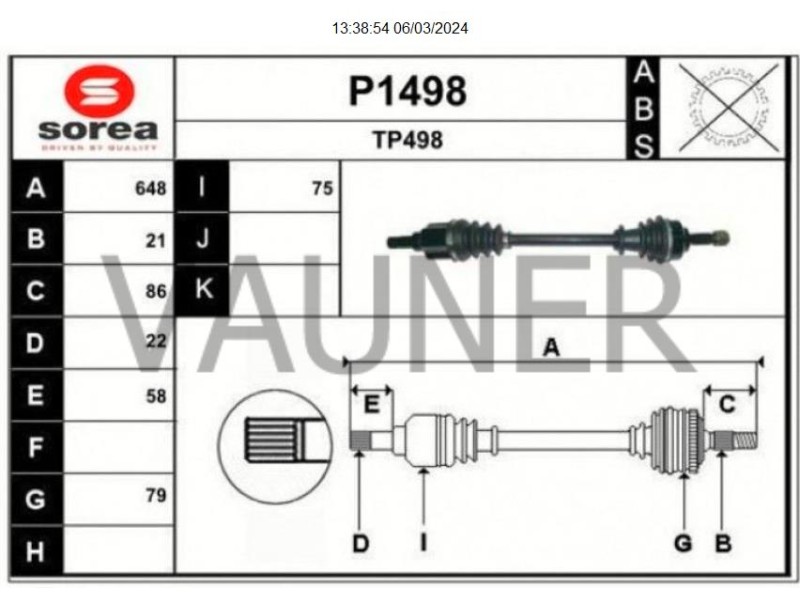 Recambio de transmision delantera izquierda para peugeot 208 1.2 12v vti referencia OEM IAM 9803959580 P1498 