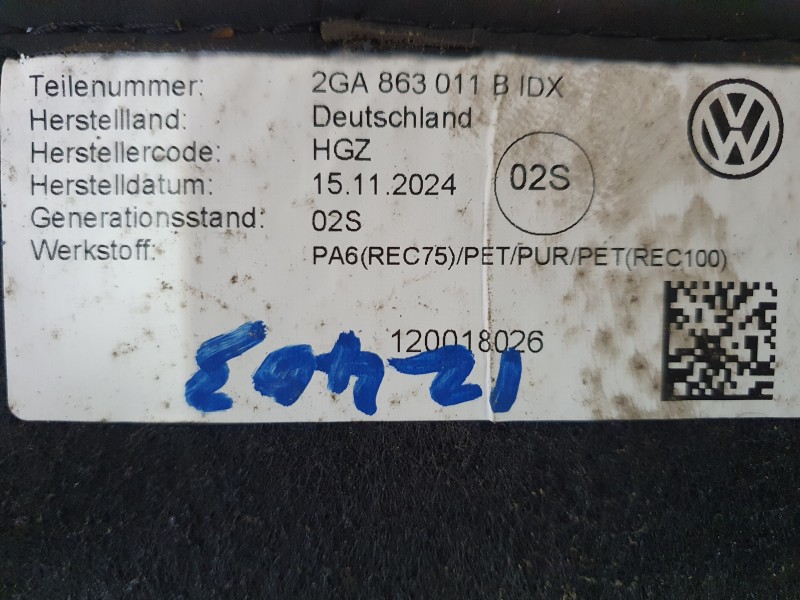 Recambio de juego alfombrillas para volkswagen t-roc (a11, d11) 1.0 tsi referencia OEM IAM 2GA863011B  